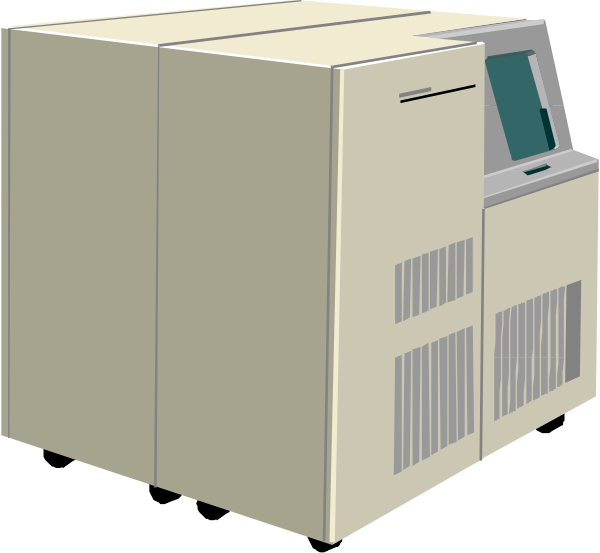 The image shows a white industrial machine with various control panels on its front side placed against an unadorned background that does not provide any additional context about location or purpose of use for this equipment.