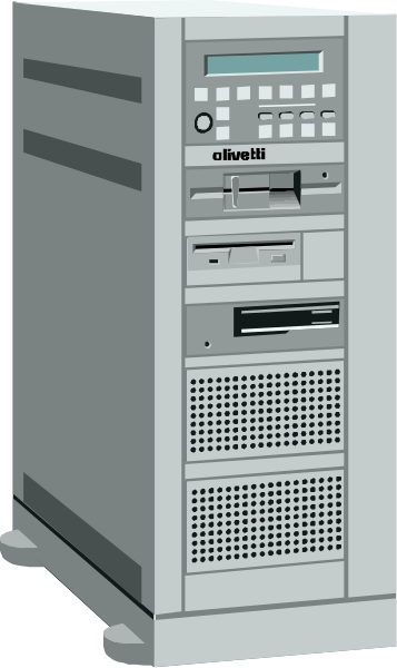 The image shows a computer tower with various components visible on its front panel, including what appears to be an optical disc drive, USB ports, audio jacks, power supply unit, cooling fan vents, and possibly other hardware elements such as expansion slots for cards or additional storage drives like hard disks.