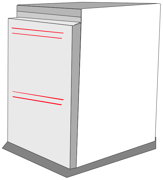 The image shows a white refrigerator with two doors standing upright against an unseen background.