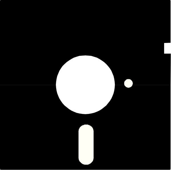 The black and white silhouette of a person standing next to an object that resembles a refrigerator with two doors on top in front of them.