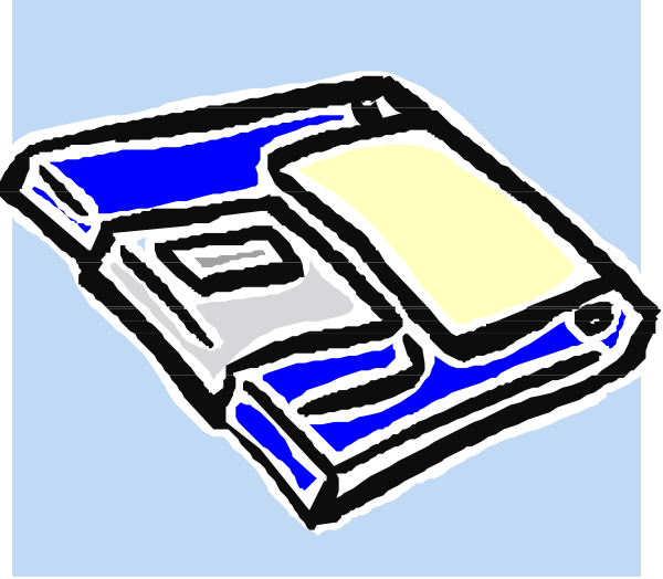The image shows a blue book with yellow pages on top of it lying flat against an unseen surface next to what appears to be another object that is partially obscured by the first one; there's no text present in this clip-art illustration, and all objects seem stationary without any actions taking place.