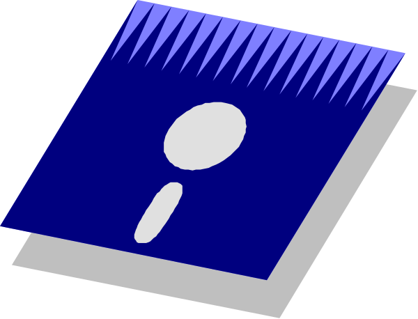 The image shows a blue icon with an exclamation mark inside it on top of another smaller square icon that has two white lines crossing over each other in front of them.