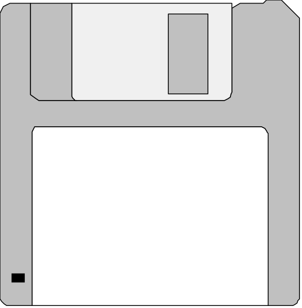 The image shows a simplistic black and white representation of an office cubicle with two computer monitors on top of it; one monitor is larger than the other.