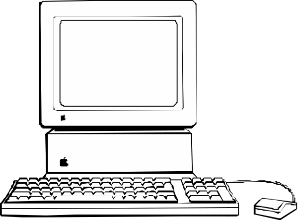 The black and white illustration shows a computer monitor with an open window on top of it next to a keyboard, suggesting that someone is working at this desk setup in what appears to be an office environment.