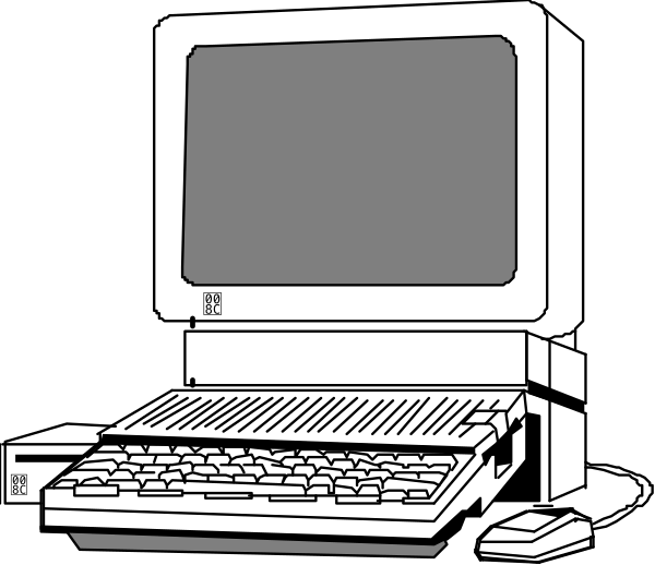 The image shows a black laptop with its screen turned off against an indistinct background that appears to be dark gray.
