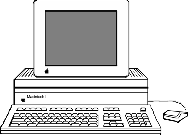 The black and white picture shows a computer monitor with an open window on it next to a keyboard that has keys visible at both ends of its length; there is no mouse in front of the keyboard.