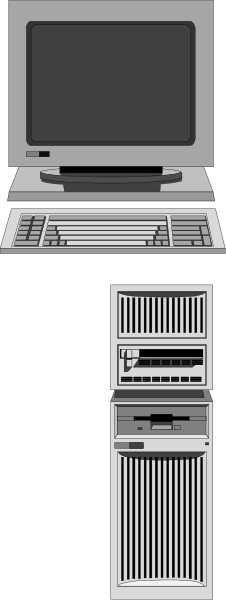 The image shows a computer tower with various components visible on its side, including what appears to be an optical disc drive at the top left corner of the case; it is placed against a dark background that contrasts sharply with the light-colored hardware and accessories surrounding it.