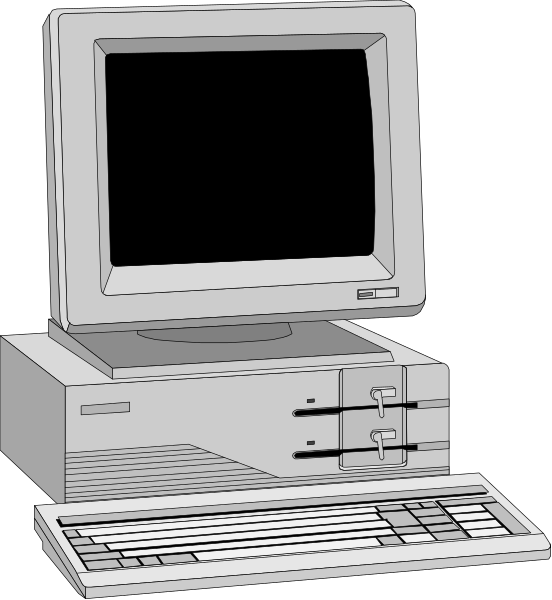 The image shows a desktop computer with an open drawer on its side next to it is another smaller picture of what appears to be a keyboard in front of the monitor screen.