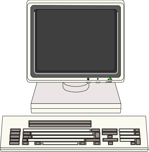 The image shows a computer monitor with an open window on top of it next to two keyboards labeled "Windows" and another keyboard without any labeling.