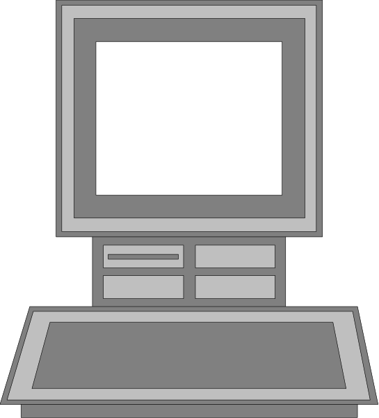 The image shows a computer monitor on top of an open laptop with its screen off, placed next to each other against a dark background.