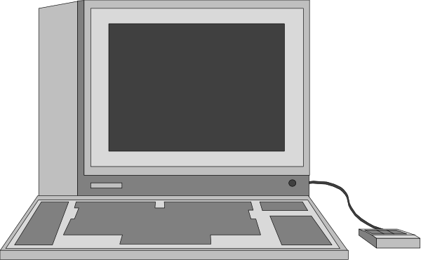 The image shows a laptop computer on top of an open book with pages facing upwards; there is also another closed book next to it in front of what appears to be a monitor displaying a blank screen.