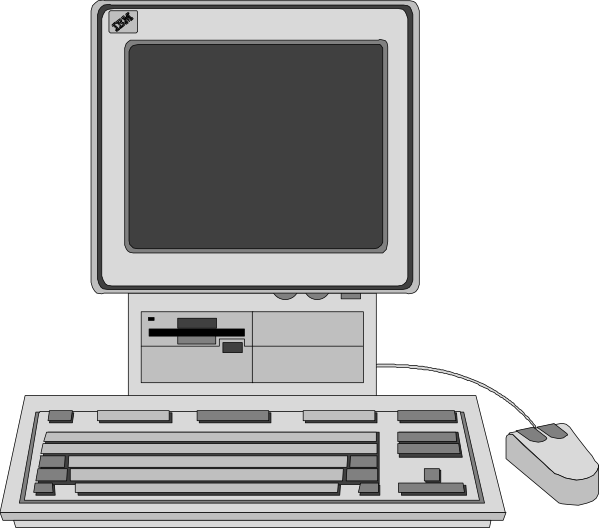 The image shows a computer setup with an open laptop on top of it sits another smaller monitor connected to its side via cables; there is also a mouse next to keyboard in front of both screens.