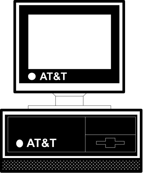 The image shows a black cell phone with an AT&T logo on its screen displaying what appears to be a blank television channel icon in white against a dark background.
