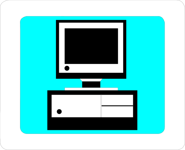 The image shows a computer monitor on top of another device with an icon that resembles a television screen next to it against a blue background; there is also what appears to be a keyboard in front of these devices, and below them, two small icons representing a mouse or trackpad are visible. There's no text present within the image itself. The style suggests this could be an icon for computer peripherals used on websites or software interfaces that need visual representation of such items without taking up too much space in their design layout.
