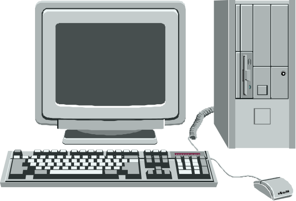 The image shows a computer setup with an old desktop monitor on top of it is connected to two keyboards: one for typing input into the system while another keyboard appears to be used as a mouse pad; there's also a printer next to them, and all these items sit atop what looks like a desk.