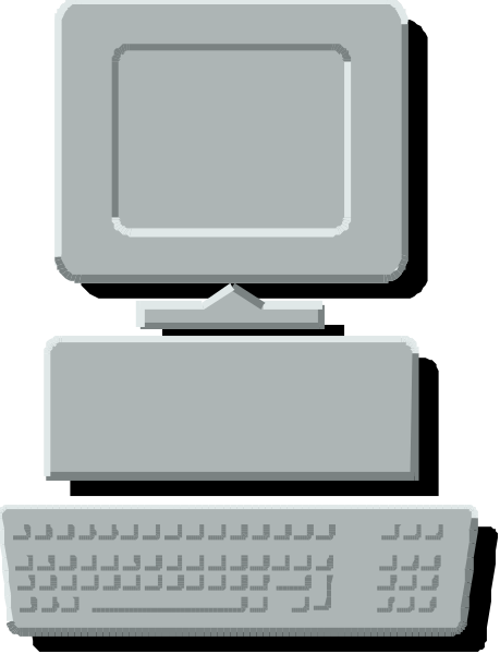 The image shows a computer monitor on top of another device that appears to be an older model desktop PC with keyboard visible below it; both devices have white casings against a gray background.