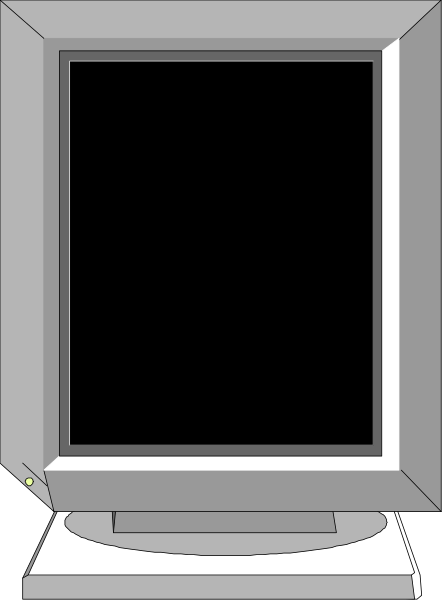The image shows a computer monitor with no content displayed on it against an unidentifiable background.