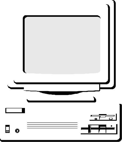 The image shows a black computer monitor with white borders on its screen against an indistinct background that appears to be dark gray.