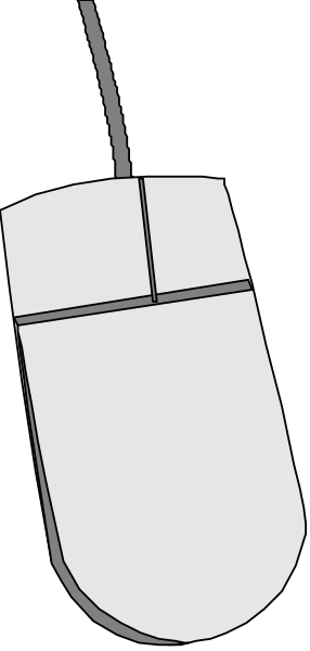 The image shows a computer mouse with an attached cord on its side against a dark background.
