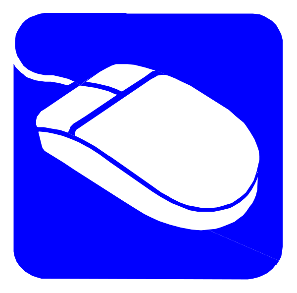 The image shows a blue icon with white text that reads "Computer Mouse" next to an illustration of a computer mouse on top of it.