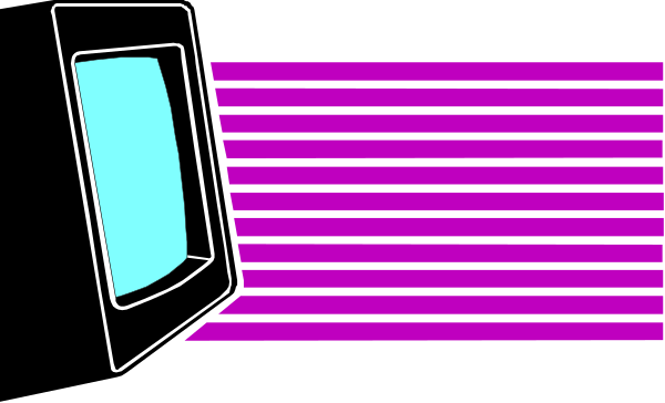 The image shows a purple barcode with white lines on it against a grey background.