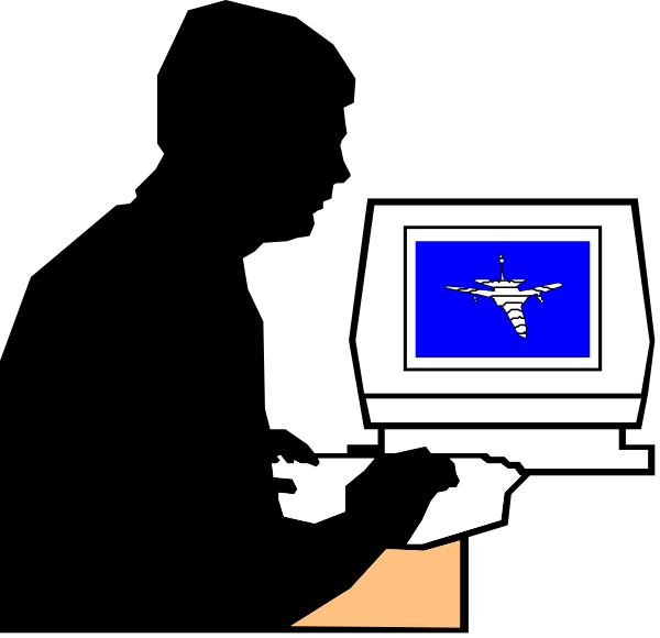 The image shows a computer monitor with an airplane on it against a black background; there is no person present.