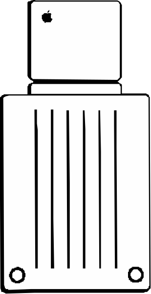 The black and white illustration shows a vertical rectangular object with horizontal lines that resemble an air conditioning unit on its side against a plain background.