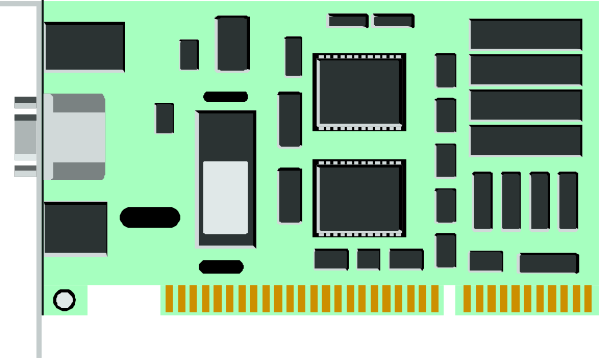 The image shows a computer motherboard with various components such as RAM slots, CPU socket, power connectors, USB ports, audio jacks, VGA connector, Ethernet port, SATA data cables and other electronic parts typically found on a desktop PC's board.