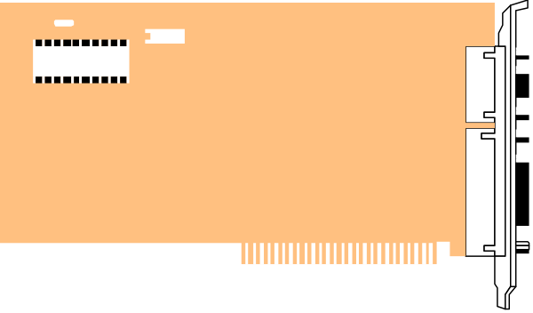 The image shows a pixelated representation of an orange object with black lines indicating its shape against a gray background.