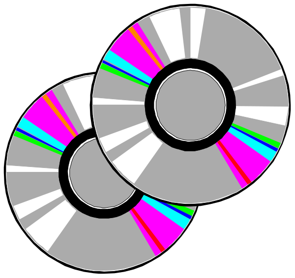 The image shows three CDs with colorful stripes on them placed next to each other against a black background.