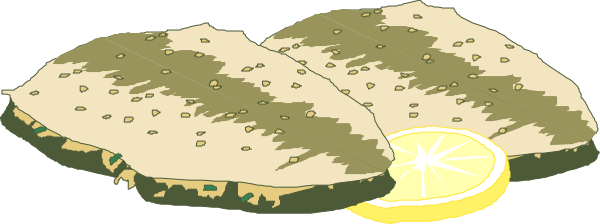 The image shows a cartoon depiction of two slices of lemon on top of what appears to be an island with vegetation in shades of green and brown against a light blue background that suggests water; there is also one slice of orange atop another piece, which seems like it's floating above the land.