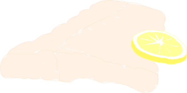 The image shows a hand holding an orange slice with lemon juice squeezed on it over what appears to be food that has been cut into pieces.