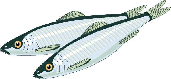 The illustration shows two fish swimming side by side with a third smaller fish following behind them against an aquatic background that suggests underwater depths.