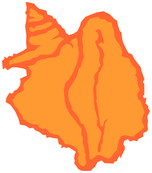 The image shows a stylized map of Africa with two distinct regions highlighted: an orange area on top left corner that appears to be South America due to its shape resembling Brazil's outline; and another red-orange region in central Africa, which could represent either Nigeria or Cameroon.
