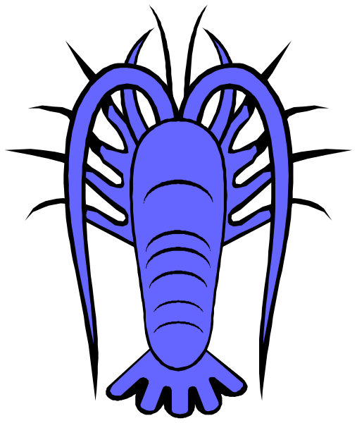The image shows a blue lobster with its claws spread out against a black background.