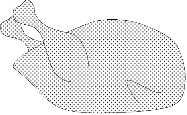 The black and white silhouette of a turkey on top of an oven with its wings spread out as if it's flying away from danger.