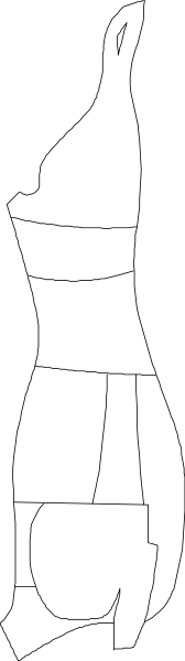 The image shows a black and white silhouette of an animal with its head sticking out from behind what appears to be another object in front of it; there is no text present on this clip-art piece, which focuses solely on these two objects without any additional context or background details provided within the frame.