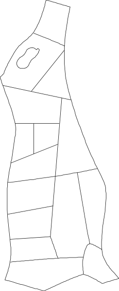 The image shows a black and white silhouette of an animal that resembles a dog standing on its hind legs with one paw raised in front of it against a dark background.