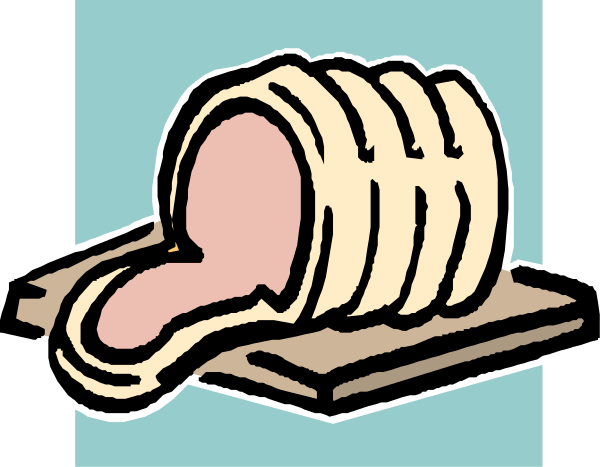 The cartoon shows a loaf of bread with two slices missing on top placed next to an open book that appears blank inside; there is no text present in this image.