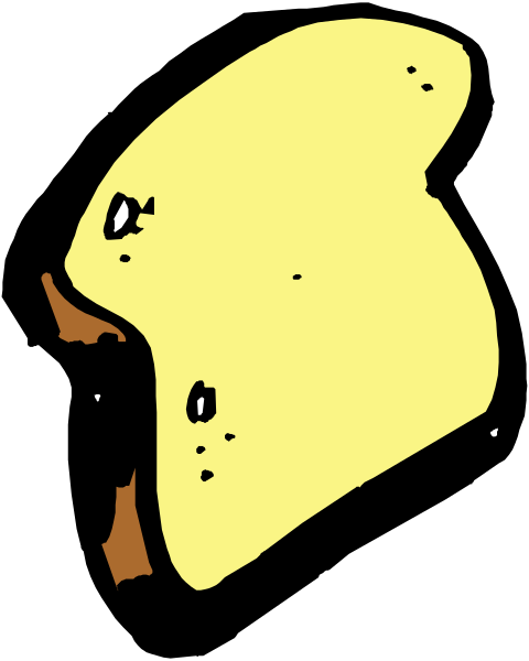 The black and white illustration shows a cartoon of an apple with two bites taken out on its side against a dark background.