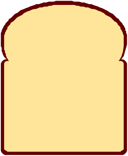 The image shows a simple cartoon of two slices of bread with no visible toppings on them against an untextured background.