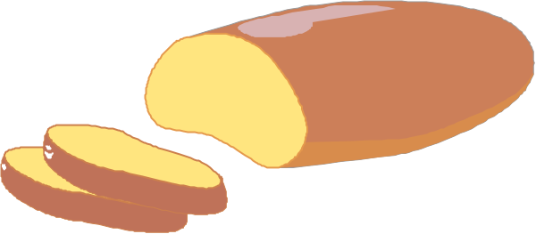The image shows a slice of pizza with various toppings on it placed against an orange background that resembles cheese.