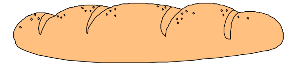 The image shows a loaf of bread with slices missing from it on top of what appears to be an oven door in front of which there is no visible background detailing its location within a kitchen environment.