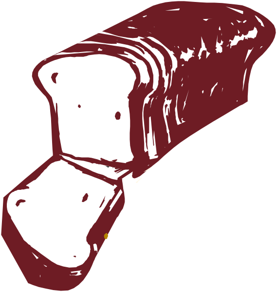 The image shows a loaf of bread with two slices missing on top against a black background.