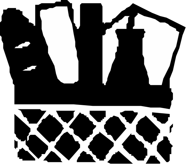 The black and white silhouette of a person's head with an open mouth as if speaking or singing.