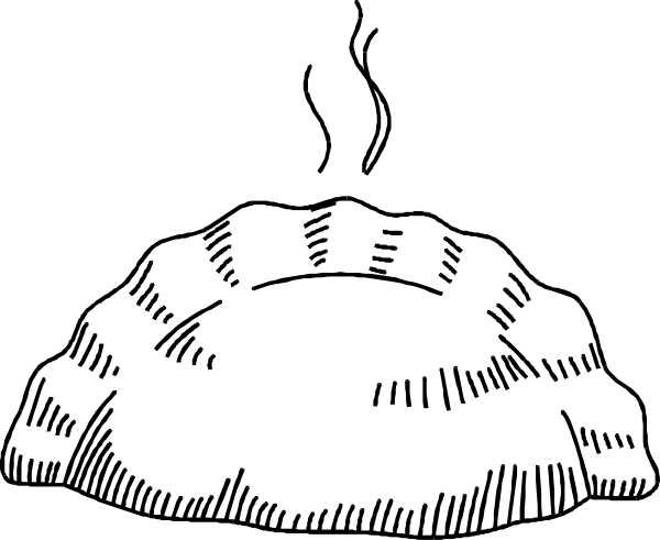 The black and white illustration shows a cartoon of an open mouth with teeth visible against a dark background.