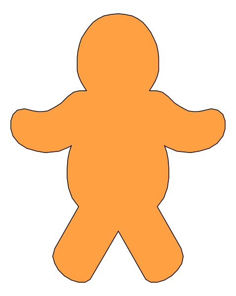 The image shows a simple orange stick figure of an infant with no facial features against a black background on what appears to be a digital display screen.
