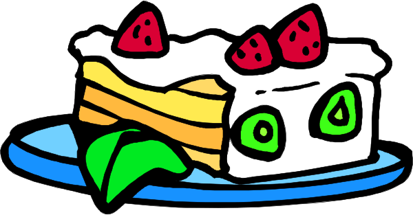 The image shows a slice of cake with strawberries on top placed next to it on a plate.