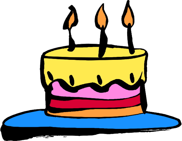 The image shows a birthday cake with candles on it placed next to another similar cake without any decorations; both cakes have blue plates beneath them.