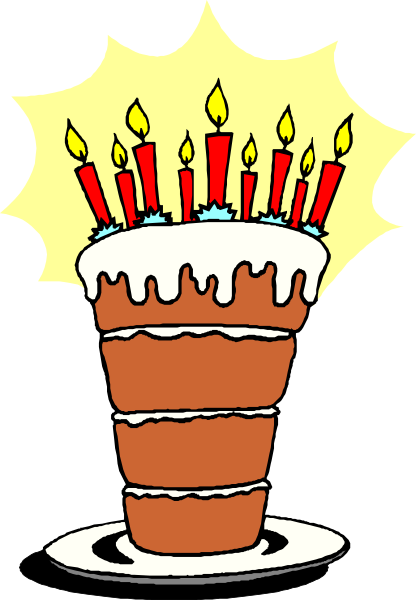 The image shows a cartoon depiction of an ice cream cone with candles on it celebrating someone's birthday; there is no text present in this clip-art illustration.